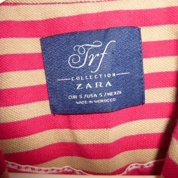 Zara TRF Fuchsia Beige Stripes Blazer Jacket S - Picture 3 of 8